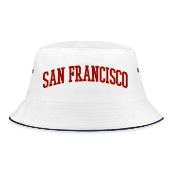 San Francisco Bow Lettering Vintage - Bucket Hat - white/navy - Front