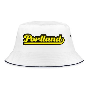 Portland Neon Schriftzug - Bucket Hat - Weiß/Navy - Vorne