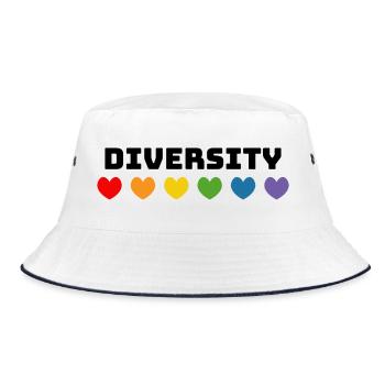 Regenbogenherzchen Diversity LGBT lgbtqi queer - Bucket Hat - Weiß/Navy - Vorne