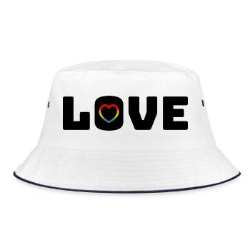 Love Heart Rainbow black - Bucket Hat - Weiß/Navy - Vorne