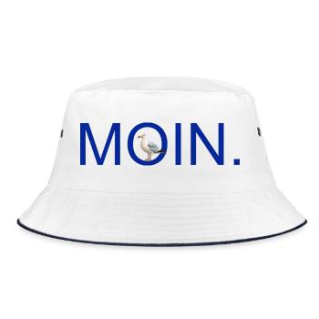 MOIN. mit Möve - Bucket Hat - Weiß/Navy - Vorne