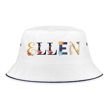 ELLEN Name decorated with flowers - Bucket Hat - white/navy - Front