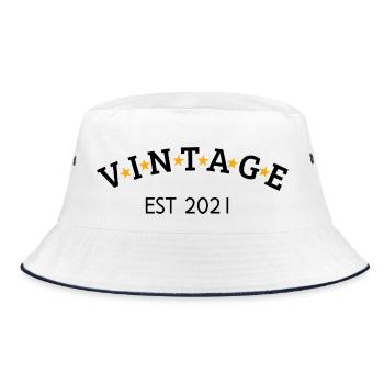 Vintage is 2021 - Bucket Hat - white/navy - Front