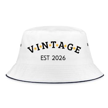Jahrgang ist 2026 - Bucket Hat - Weiß/Navy - Vorne