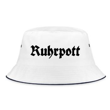 Ruhrpott - Pott - Bergbau - Kumpel - Ruhr - Shirt - Bucket Hat - Weiß/Navy - Vorne
