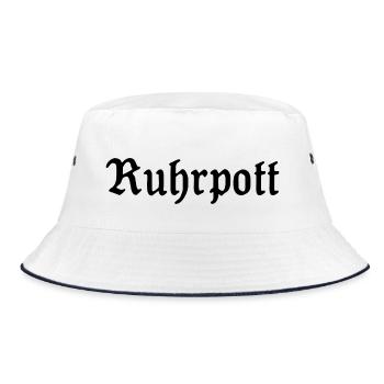 Ruhrpott - Pott - Bergbau - Kumpel - Ruhr - Shirt - Bucket Hat - Weiß/Navy - Vorne