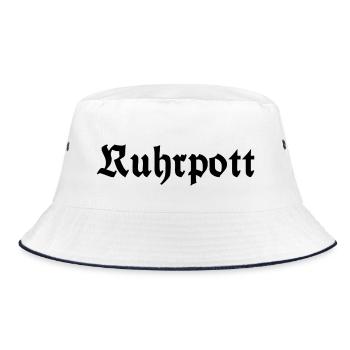 Ruhrpott - Pott - Bergbau - Kumpel - Ruhr - Shirt - Bucket Hat - Weiß/Navy - Vorne