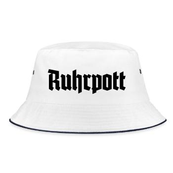 Ruhrpott - Pott - Bergbau - Kumpel - Ruhr - Shirt - Bucket Hat - Weiß/Navy - Vorne