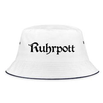 Ruhrpott - Pott - Bergbau - Kumpel - Ruhr - Shirt - Bucket Hat - Weiß/Navy - Vorne