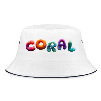 Full coral colorful - Bucket Hat - white/navy - Front