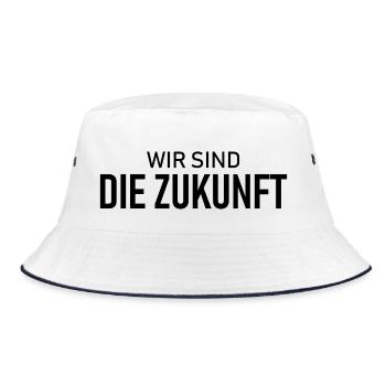 Wir sind die Zukunft - Spruch - Motivation - Bucket Hat - Weiß/Navy - Vorne
