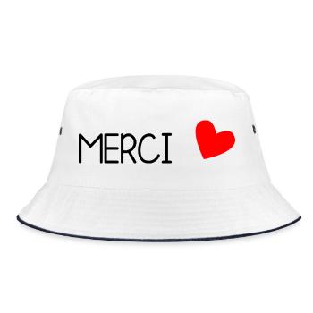 GELIEBTE. VIELEN DANK. DANKE HERRIN - Bucket Hat - Weiß/Navy - Vorne