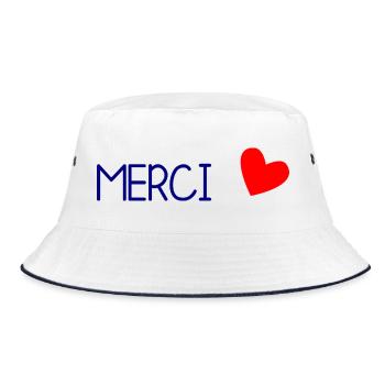 THANK YOU. THANKS. THANK YOU. ANNIVERSARY. BIRTH. - Bucket Hat - white/navy - Front