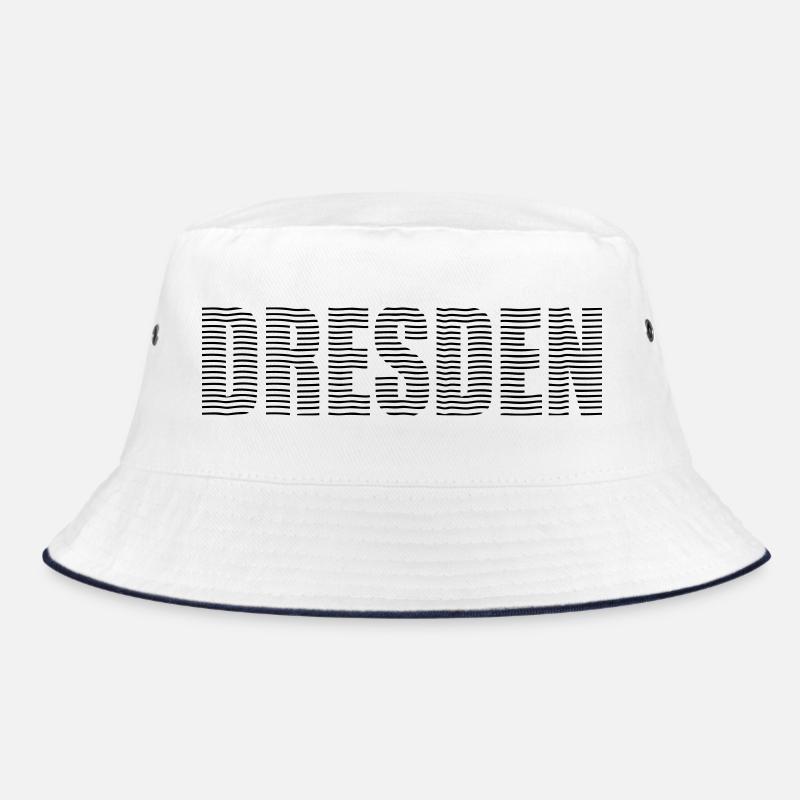 Dresden Linienschrift - Bucket Hat - Weiß/Navy