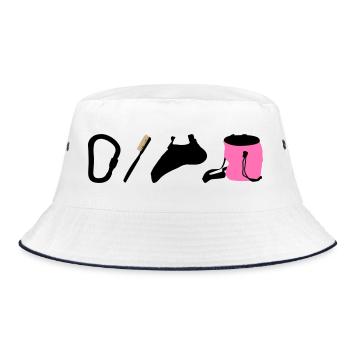 Kletterlogo Boulderemblem Kletterschuhe Bürste - Bucket Hat - Weiß/Navy - Vorne