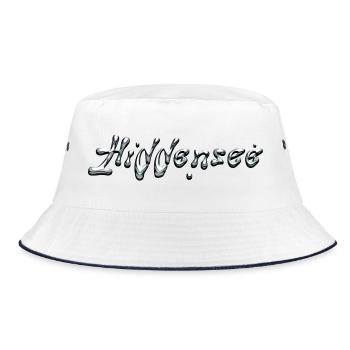 Hiddensee chrome Schriftzug - Bucket Hat - Weiß/Navy - Vorne