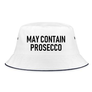 May contain Prosecco - Alkohol - Bucket Hat - Weiß/Navy - Vorne