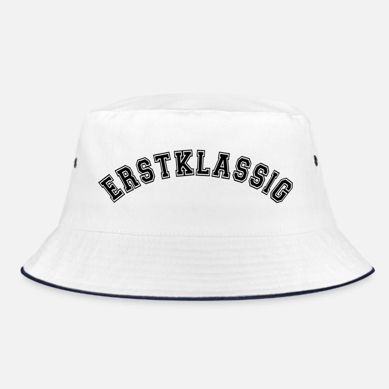 Erstklassig Einschulung, Schulstart, schulkind - Bucket Hat - Weiß/Navy