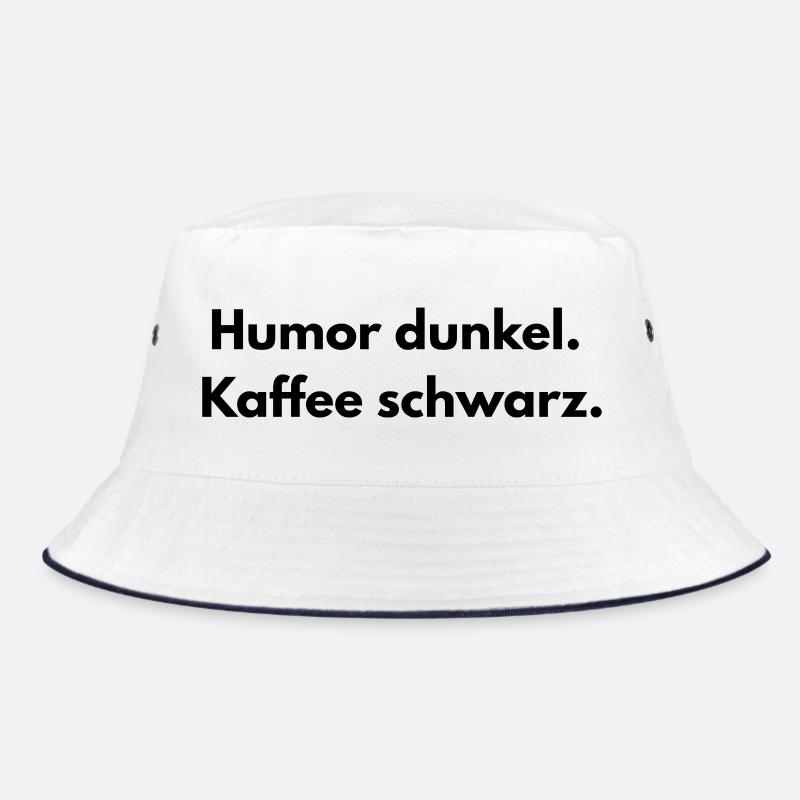 Spruch - Humor dunkel. Kaffee schwarz- - Bucket Hat - Weiß/Navy
