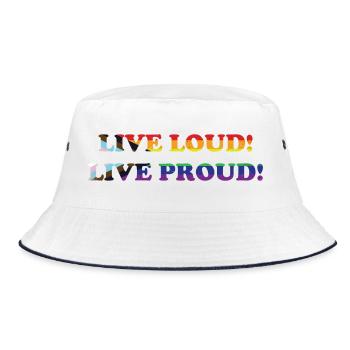 Queer - Live Loud - Live Proud - Bucket Hat - Weiß/Navy - Vorne