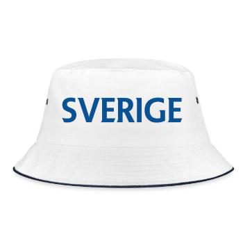 Buntes abstraktes Kunstmotiv - Bucket Hat - Weiß/Navy - Vorne