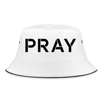 Beten Sie Positives Motivationszitat - Bucket Hat - Weiß/Navy - Vorne