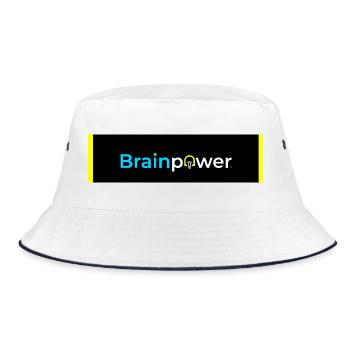 Brainpower Light Bulb Typography - Bucket Hat - white/navy - Front
