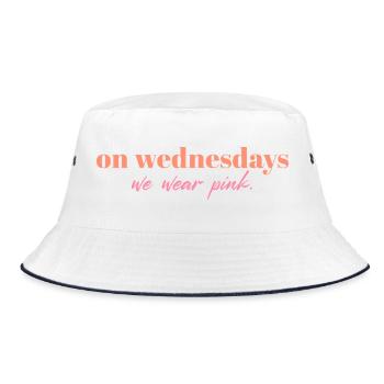 On Wednesdays We Wear Pink | Mean Girls Quote Desi - Bucket Hat - white/navy - Front