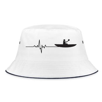 Heartbeat Rower – ECG Rowing Boat Design - Bucket Hat - white/navy - Front