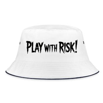 Play With Risk Bold Graphic Text - Bucket Hat - white/navy - Front