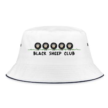 Black Sheep Club – lustiges Schafe Motiv - Bucket Hat - Weiß/Navy - Vorne