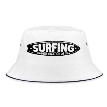 Surfing Summer Holidays by the Sea Vintage Style - Bucket Hat - white/navy - Front