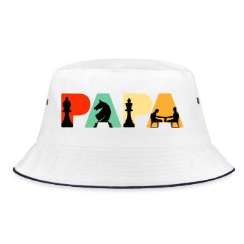Chess Papa Retro Board Game Strategy Chess Dad - Bucket Hat - white/navy - Front