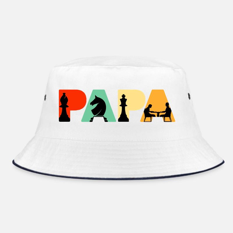 Chess Papa Retro Board Game Strategy Chess Dad Bucket Hat