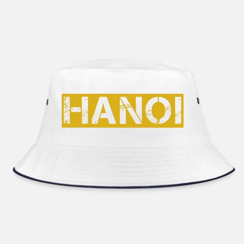 Hanoi Vintage Text Yellow Bucket Hat