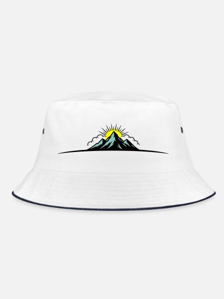 Berge Outdoor Symbol Mountains - Bucket Hat - white/navy - Front