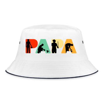Papa Gärtner Landschaftsgestalter Papa Grüner Daumen - Bucket Hat - Weiß/Navy - Vorne