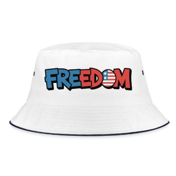 Freedom Typography Statement Design - Bucket Hat - white/navy - Front