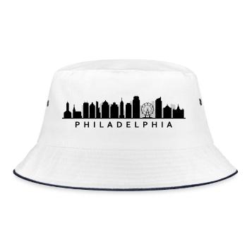 Philadelphia Skyline - Bucket Hat - white/navy - Front