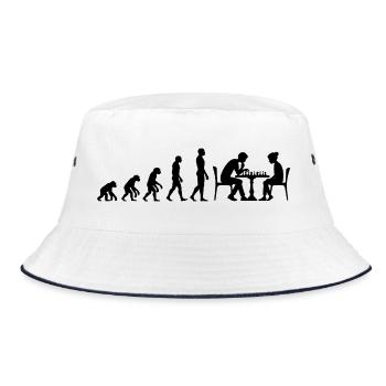 EVOLUTION ZUM SCHACHMEISTER – MATT! CHESSLOVER - Bucket Hat - Weiß/Navy - Vorne