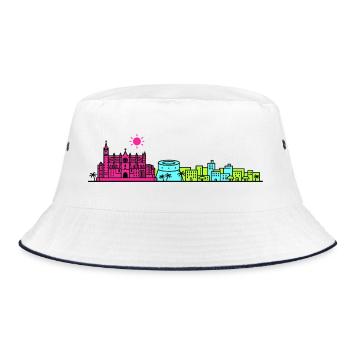 Skyline Kathedrale von Palma de Mallorca – Linienkunst - Bucket Hat - Weiß/Navy - Vorne