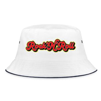 Retro Rock 'N' Roll Typography - Bucket Hat - white/navy - Front