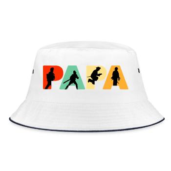 Papa Firefighter Retro Fireman Hero Dad - Bucket Hat - white/navy - Front