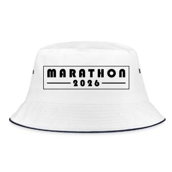 Marathon 2026 - Bucket Hat - Weiß/Navy - Vorne