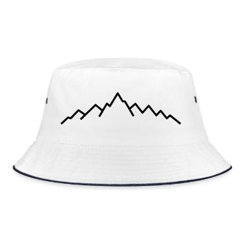 Berge Linie Gebirge Horizont - Bucket Hat - Weiß/Navy - Vorne