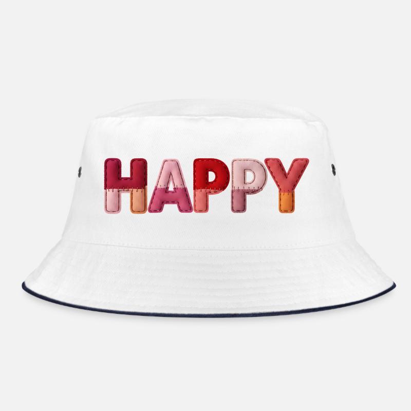Happy Fabric Look Typography Trend Bucket Hat