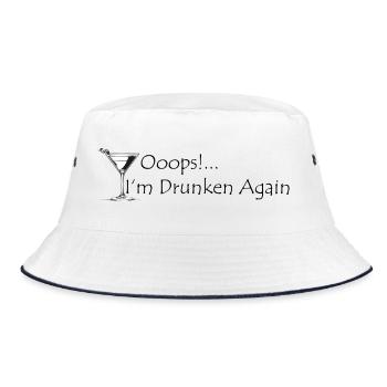 Martini Line Art – Minimalist Silhouette - Bucket Hat - white/navy - Front