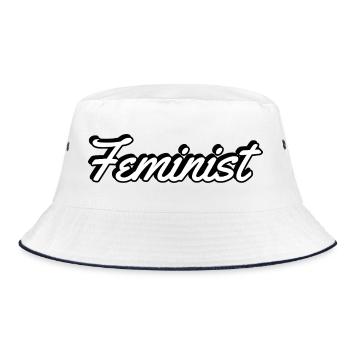 Feminist Script on Apparel - Bucket Hat - white/navy - Front