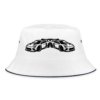 Auto Tuning Sportwagen  - Bucket Hat - Weiß/Navy - Vorne