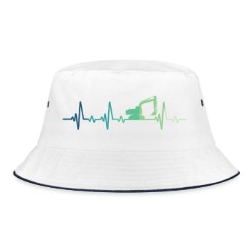 excavator construction site heartbeat excavator - Bucket Hat - white/navy - Front